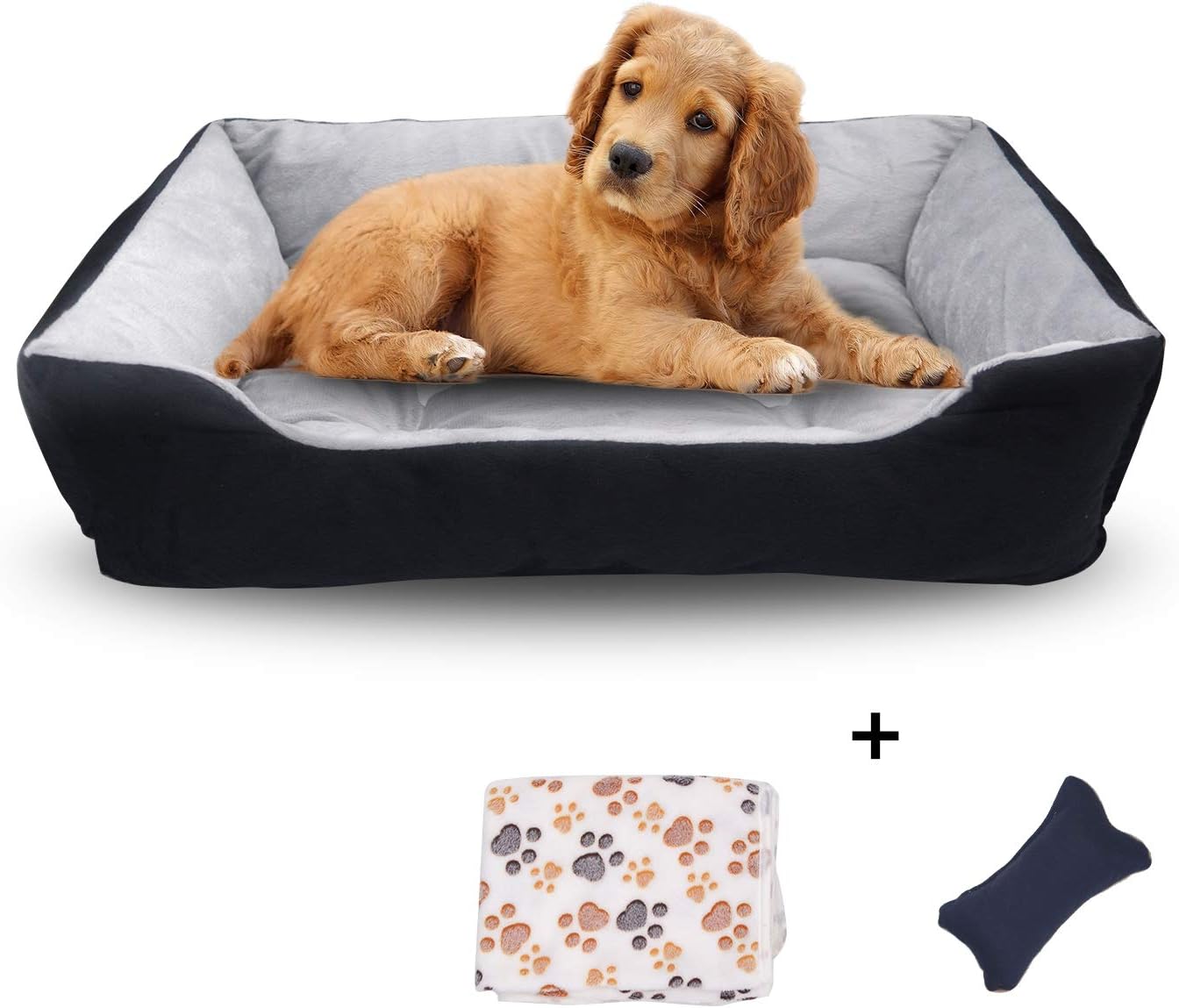 HXN Dog Bed, Puppy Beds with Non-Slip Bottom, Cat Bed, Couch Pet Bed, Rectangle Cat Cushion Bed with Blanket, Summer Sleeping Mat, Plush Toy as Gift for Small Medium Large Dogs, Machine Washable