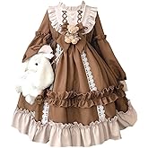 Qusuxi Girls Lolita Princess Dress Kawaii Long Sleeve Chiffon Skirt Cute Girl Dress