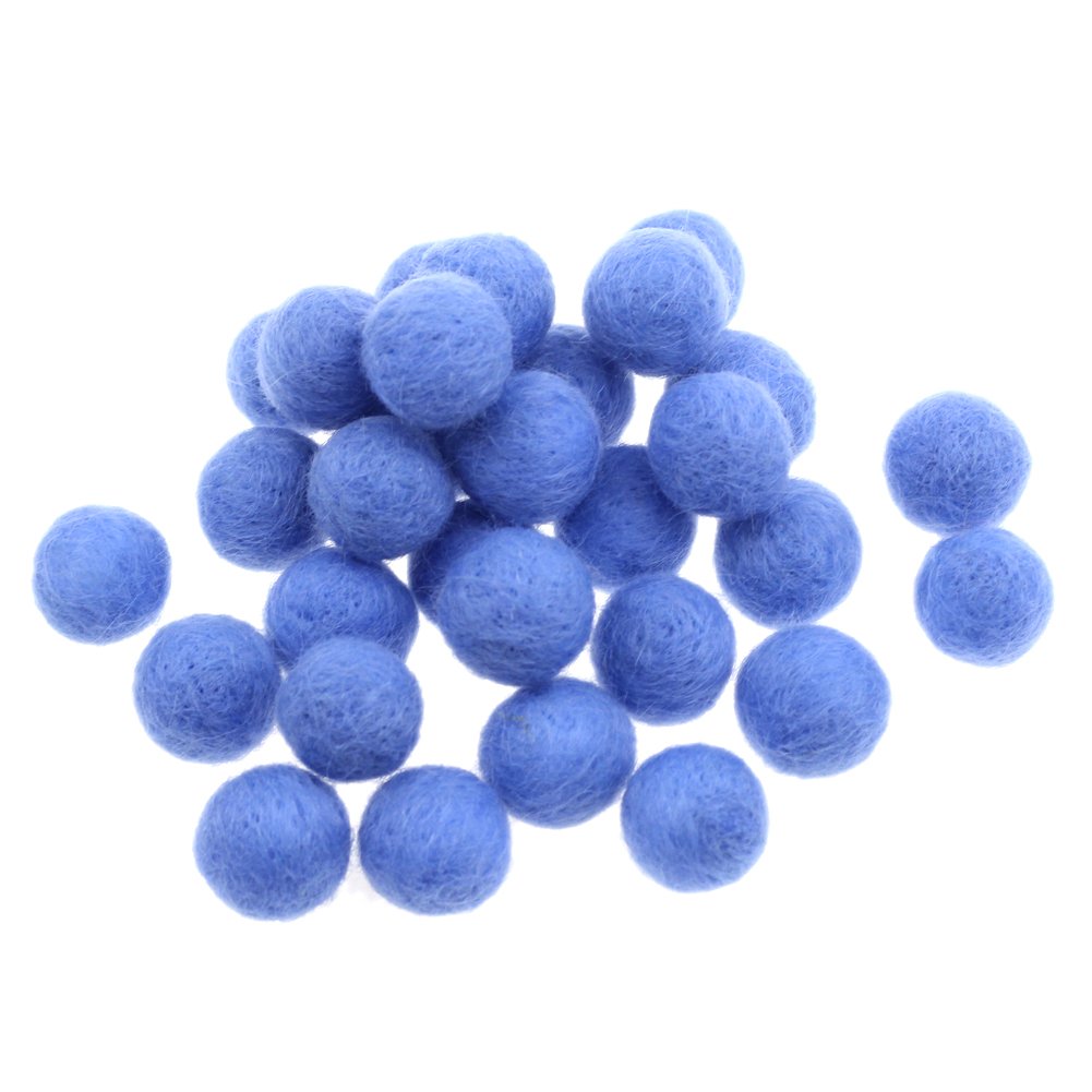 Zasy 20mm Needle Felt Wool Balls Felt Pom Pom Beads DIY Accessories Garlands 30pcs (Blue)