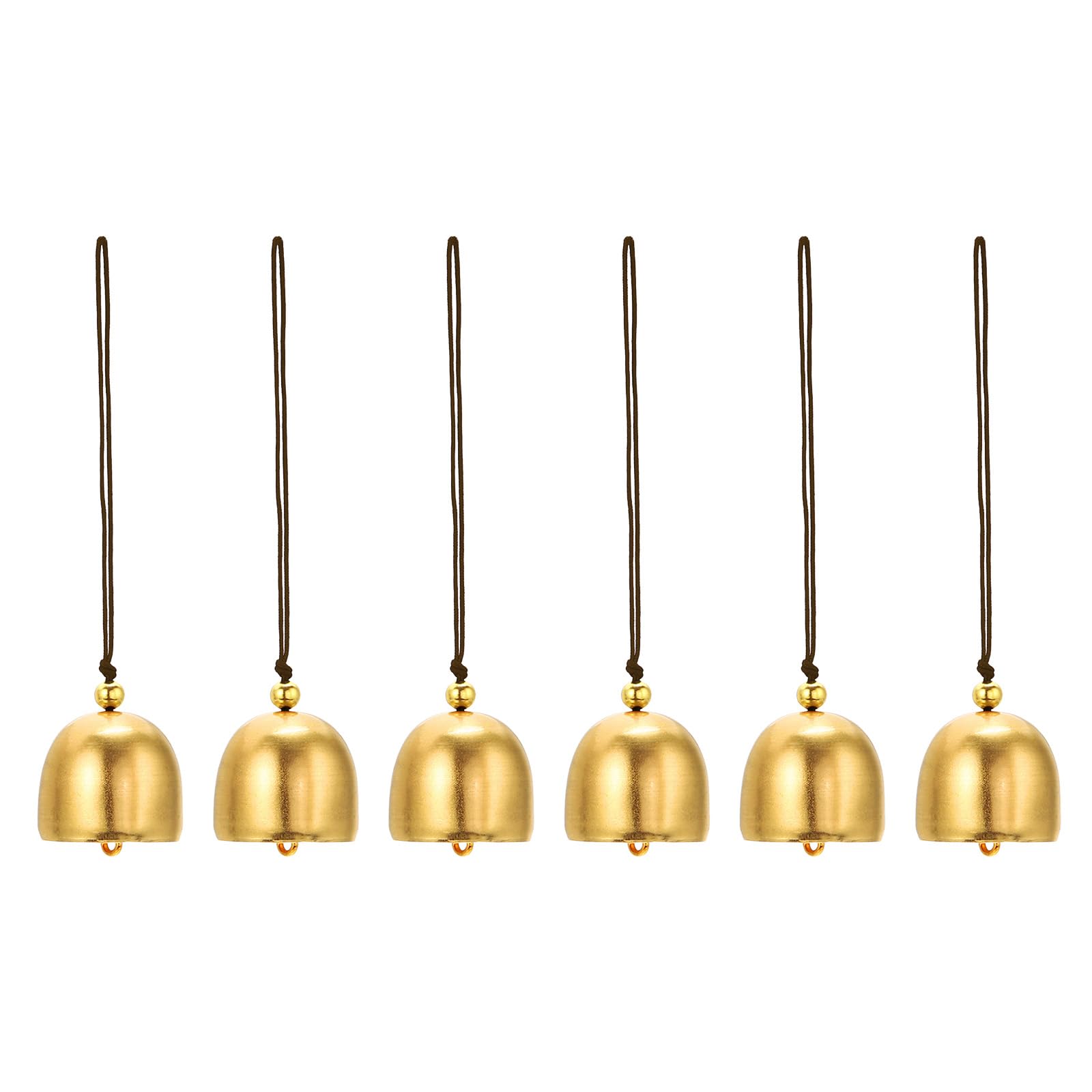 PATIKIL 6 Pcs Wind Chime, Hanging Bells Temple Bells Retro Outdoor Hanging Metal Chinese Wind Chime Round for Outside Garden Camping, Gold Brown