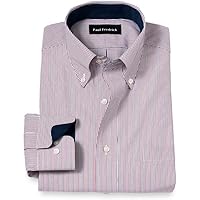 slim fit dress slacks Non-Iron Cotton Stripe Dress Shirt with Contrast Trim