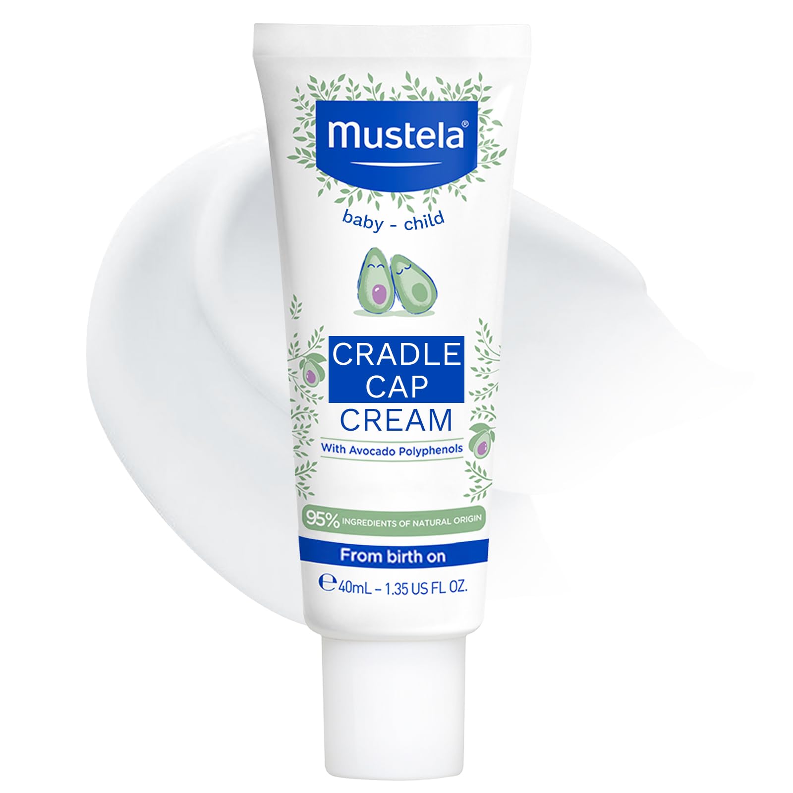 Mustela - Cradle Cap Cream – Effective Cradle Cap Care for Baby’s Delicate Scalp – Soothes, Moisturizes, and Purifies – 95% Natural Ingredients with Avocado Polyphenols – 40ml