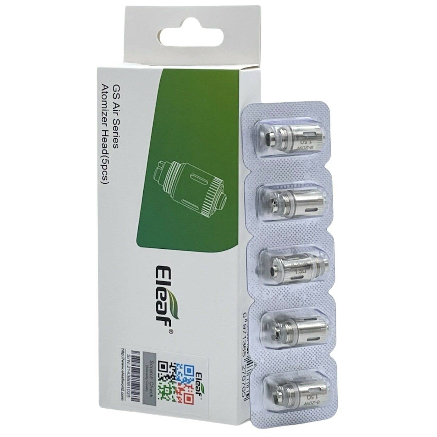 Eleaf GS Air Coils 1.5 Ohm [Pack of 5] - MTL Vaping, Smooth Draw and Consistent Flavour, Replacement Coil for iStick Basic/iJustStart/Basal/GSAir2/GSAir3 Kit, No Nicotine
