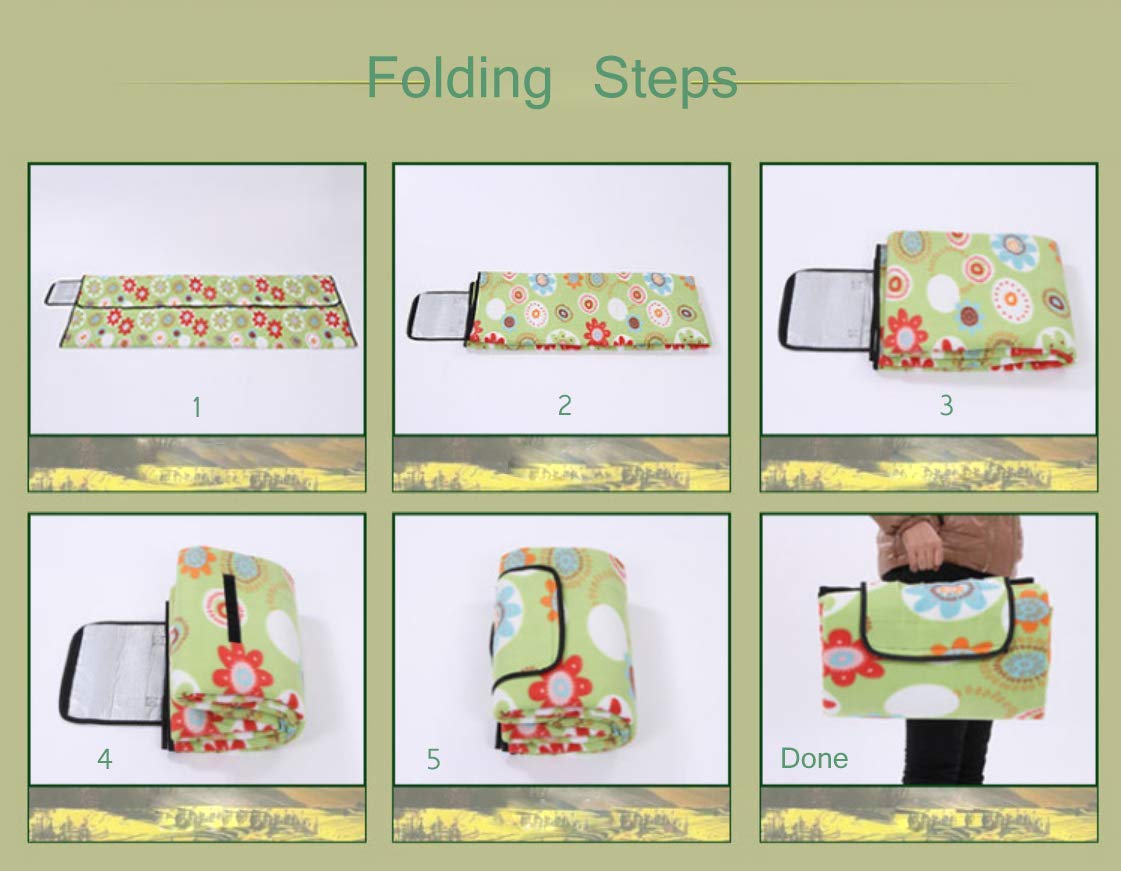 Izene Grande Coperta da Picnic all\'aperto, 200 x 200 cm, Telo Grande per la Spiaggia, Tappetino Impermeabile, per Il Campeggio e i Viaggi su Erba, Impermeabile e a Prova di Sabbia