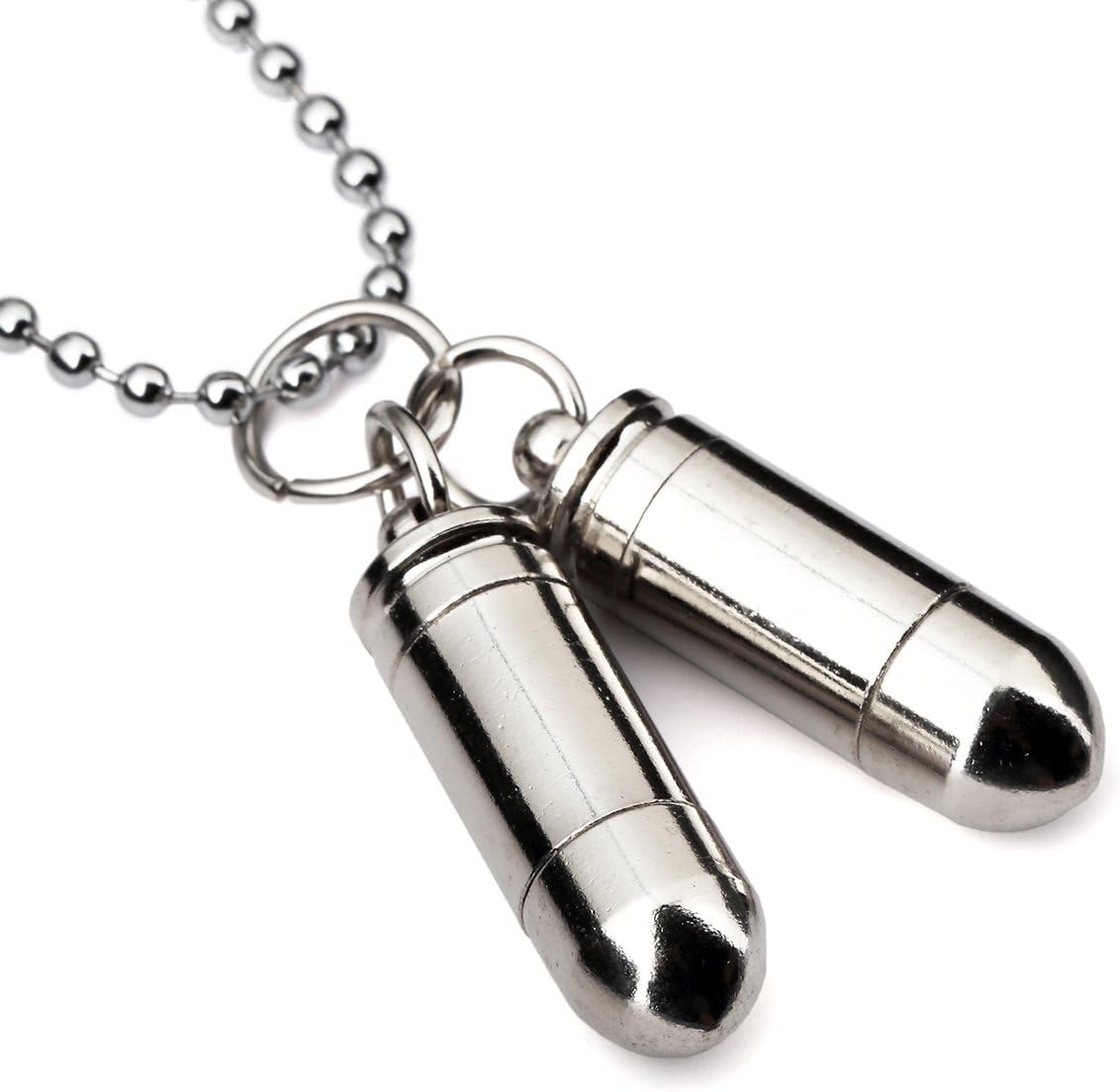 NYUK Original Design Personality Mens Fashion Double Bullet Pendant Silver Necklace
