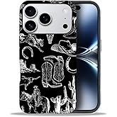 Compatible with iPhone 17 Pro Max,Anti-Scratch Frosted Case Cover,Western Collage Cowboy Black