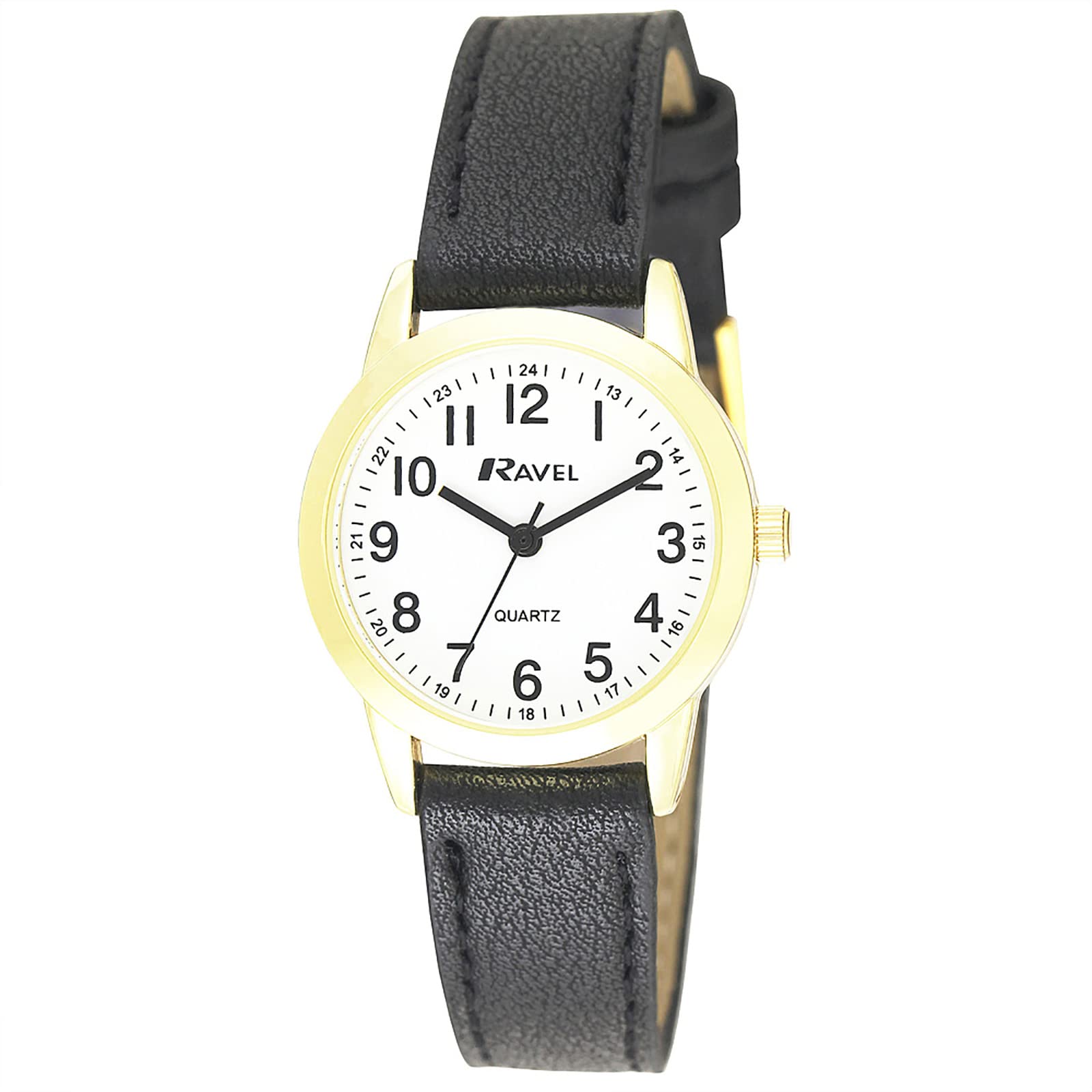 Ravel - Womens Everyday Quartz Watch with Dotted Minute Track (27mm case) - R0132.22.2 - Black/Gold Tone Tone — image 1