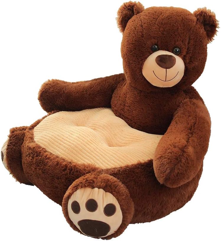 MJTP Baby Sofa Bear Support Seat Learning Sitting for Soft Chair Cushion Babys Feeding Pillows Safe Animal Plush Gift (Brown bear)
