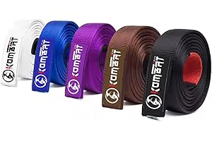 KOMBAT USA Adults Brazilian Jiu Jitsu Belts for Men & Women, Premium IBJJF Approved BJJ Belts Ranking Stripes Sleeve Bar