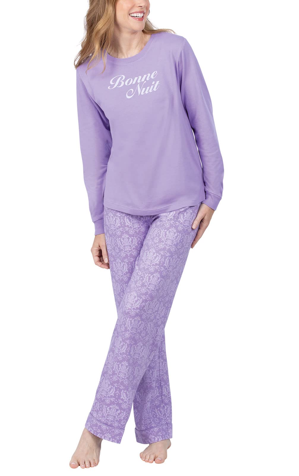 PajamaGram Pajamas For Women - Women’s Pajamas, Lavender Damask, MD Image