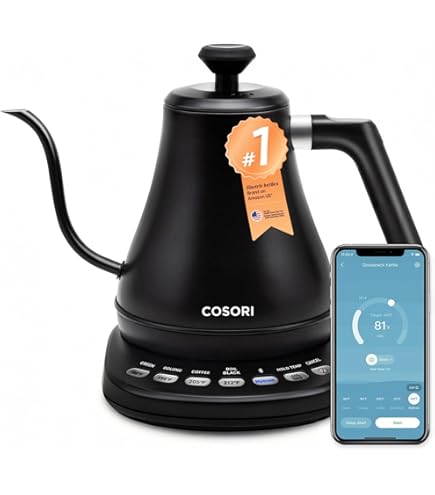 COSORI グースネック電気ケトル Bluetooth Amazon.com: COSORI Electric Gooseneck Kettle with 5 Variable