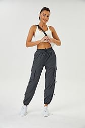 COPYLEAF Womens Parachute Cargo Pants with Pockets
