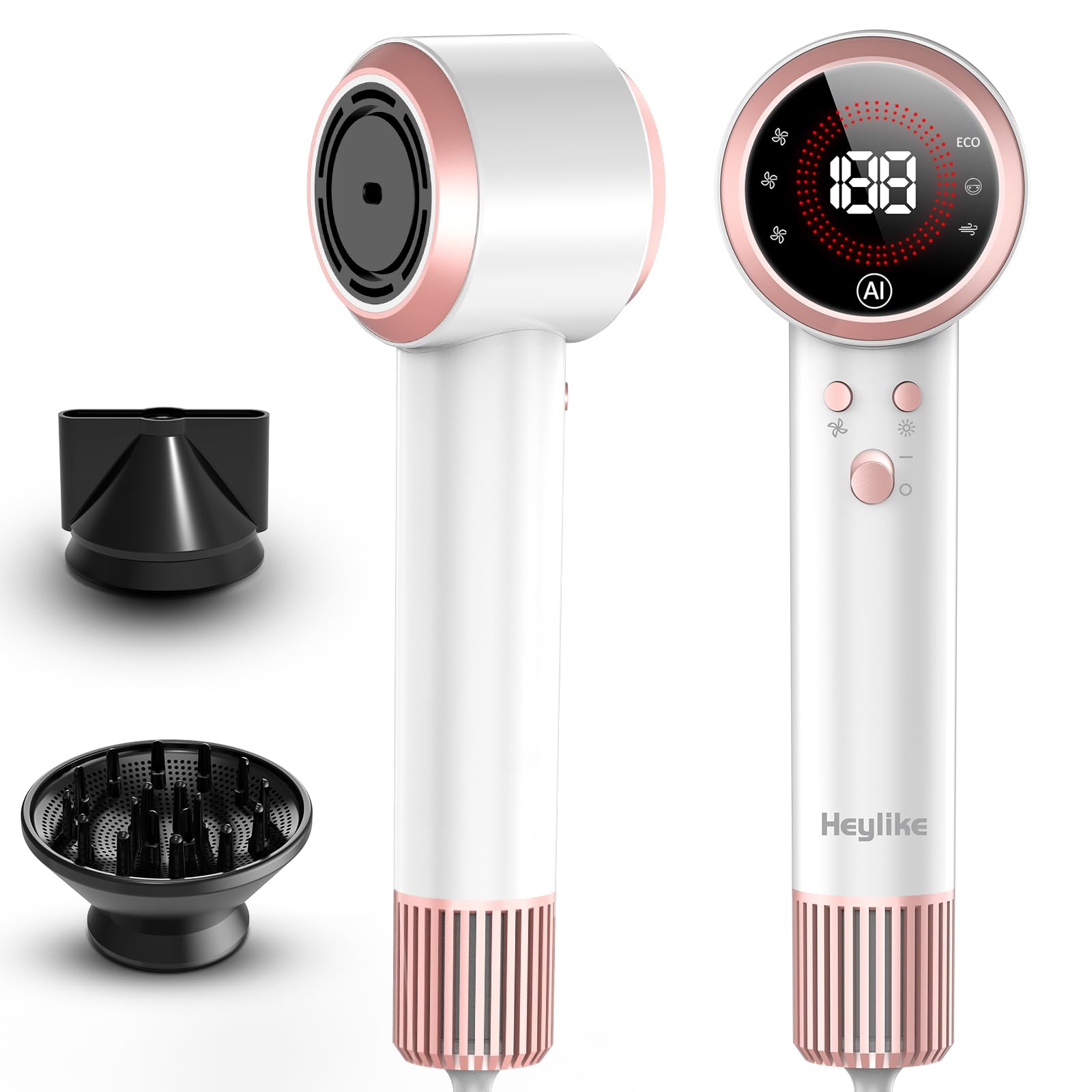 Photo 1 of Hair Dryer, AI Smart 160000 RPM High-Speed Brushless Motor Plasma Ion AI Blow Dryer with Diffuser for Fast Drying, Professonal 4Temp/3Speed Thermo-Control Lightweight AI Hairdryer for Women Men Travel