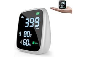 5-in-1 CO2 Carbon Dioxide Detector, Dienmern Portable Air Quality Monitor Indoor, 1600mAh Powerful Battery CO2 Monitor for CO2/Temp/Humidity, LED Display CO2 Detector for Travel/Office/Home/Grow Tents