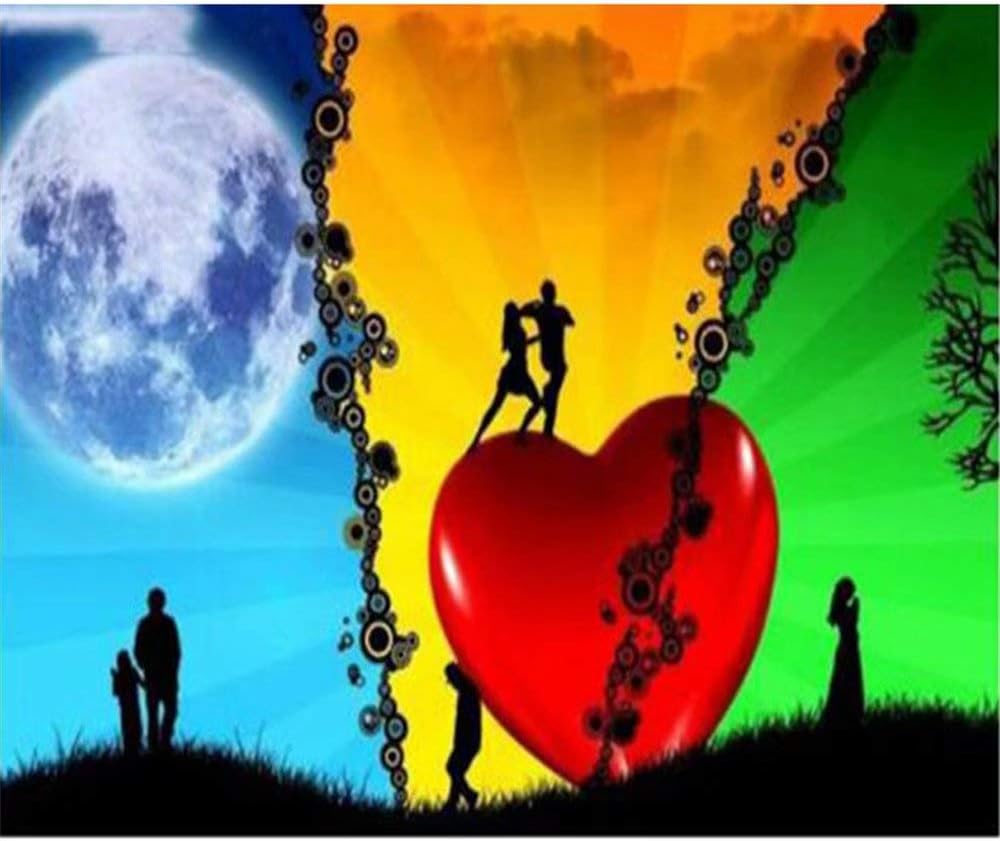 Paint According To The Number Set Paint Diy Children And Adult Oil Painting,Moon Family Silhouette