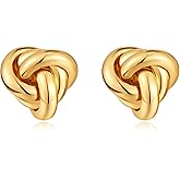 AOLIMI Chunky Golden/Silver Earrings Large Knot Earrings Love Knot Stud Earrings Geometric Dangle Drop Earrings for Women