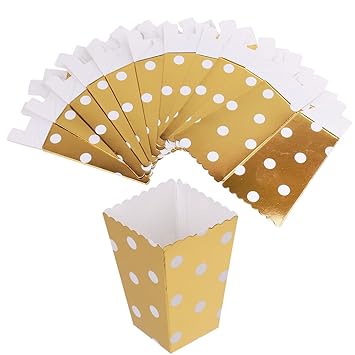 Magideal 12pcs Popcorn Boxbucket Gilt Dot Paper Movie Treat
