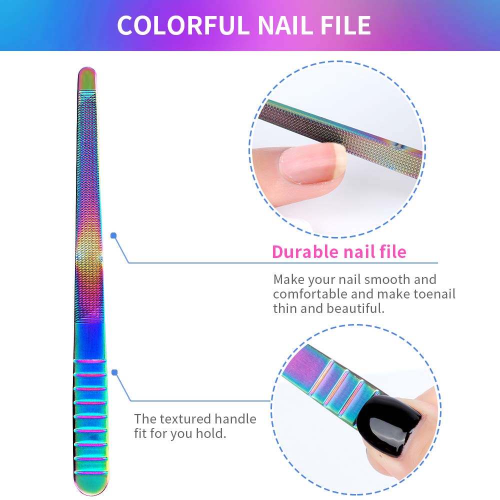 HNYYZL Manicure Tool-Cuticle Trimmer, Nail Dead Skin Pusher, Cuticle Peeler, Double-sided Nail File- Premium Manicure and Pedicure Nail Art Kit, Stainless Steel, for Fingernail Toenail(Chameleon) : Beauty