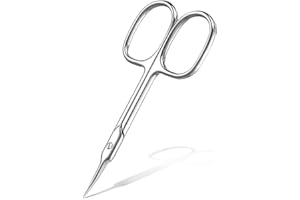 AOZUO Curved Cuticle Scissor, Professional Stainless Steel Manicure Scissor Fine Curved Blade Eyebrow Eyelash Grooming Scissors for Nose Hair Mustache Trim Nail Dry Skin(Silver)