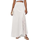 Lepunuo Womens Maxi Skirts Casual Elastic High Waisted Flowy Long Skirts Trendy Cute Skirts