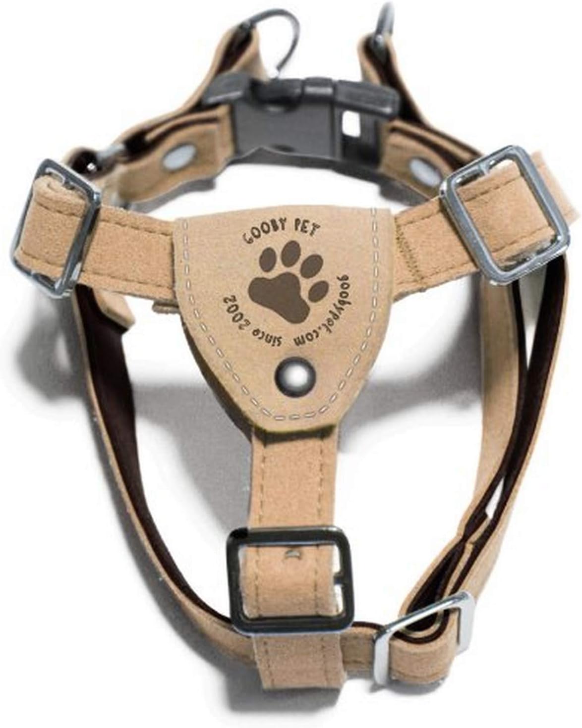 Gooby - Luxury Dog Harness, Small Dog Step-In Harness with Microsuede Straps and Three Point Adjustables