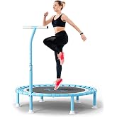 40" Fitness Mini Trampoline with Adjustable Handle Bar, 330lbs Foldable Bungee Rebounder for Adults, Stable &amp; Quiet Exercise Rebounder Indoor Workout