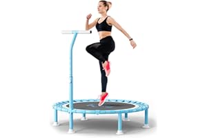 FITINONE 40" Fitness Mini Trampoline with Adjustable Handle Bar, 330lbs Foldable Bungee Rebounder for Adults and Kids, Stable & Quiet Exercise Rebounder Indoor Workout
