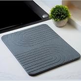LIFSEZY- Stone Dish Drying Mat For Kitchen Counter, Super Absorbant Fast Drying Diatomaceous Earth Dish Drying mat, non slip, heat resistant, Gray, 15.3"" x 11.8''., sdm001