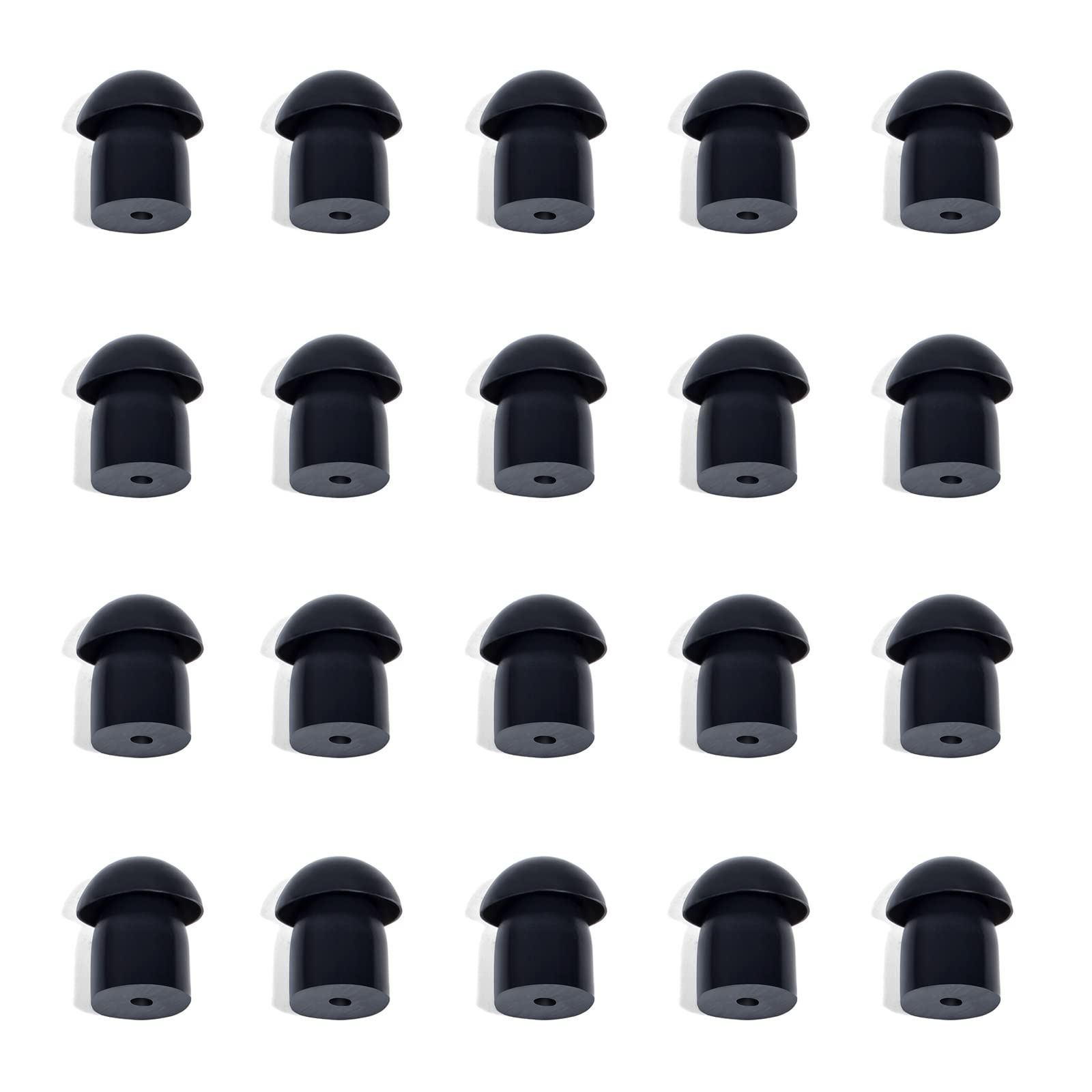 HYSHIKRA Replacement Soft Rubber Mushroom Earbuds Ear Tips Compatible for Motorola Baofeng Kenwood Yaesu Walkie Talkie Covert Acoustic Air Tube Earpiece Headset (20 PCS, Black)