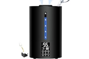 COOLFIQU 5L Humidifiers for Bedroom and Plants, Ultrasonic Cool Mist Humidifiers for Baby home Mist Top Fill Desk Humidifiers Essential Oil Diffuser, Quiet Humidifiers with Adjustable Mist,360°Nozzle-Black