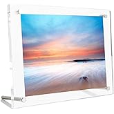 B&NN Acrylic Picture Frame Floating Look,3MM + 3MM Thickness Clear Photo Frame ,Desktop Frameless Display ,Self Standing (11x14)