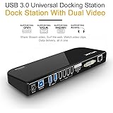 Wavlink USB 3.0 Universal Docking Station, Dual Video Monitor Display DVI & HDMI & VGA with Gigabit Ethernet, Audio, 6 USB Ports for Laptop, Ultrabook and PCs