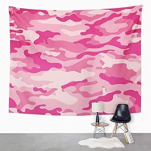 Y·JIANG Tapiz de camuflaje, camuflaje, rosa, militar, para el hogar