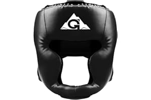 GROOFOO Boxing Headgear for Kids Adults, PU Leather Boxing Helmet for Traning Kickboxing MMA Muay Thai Sparring Martial Arts Karate Taekwondo