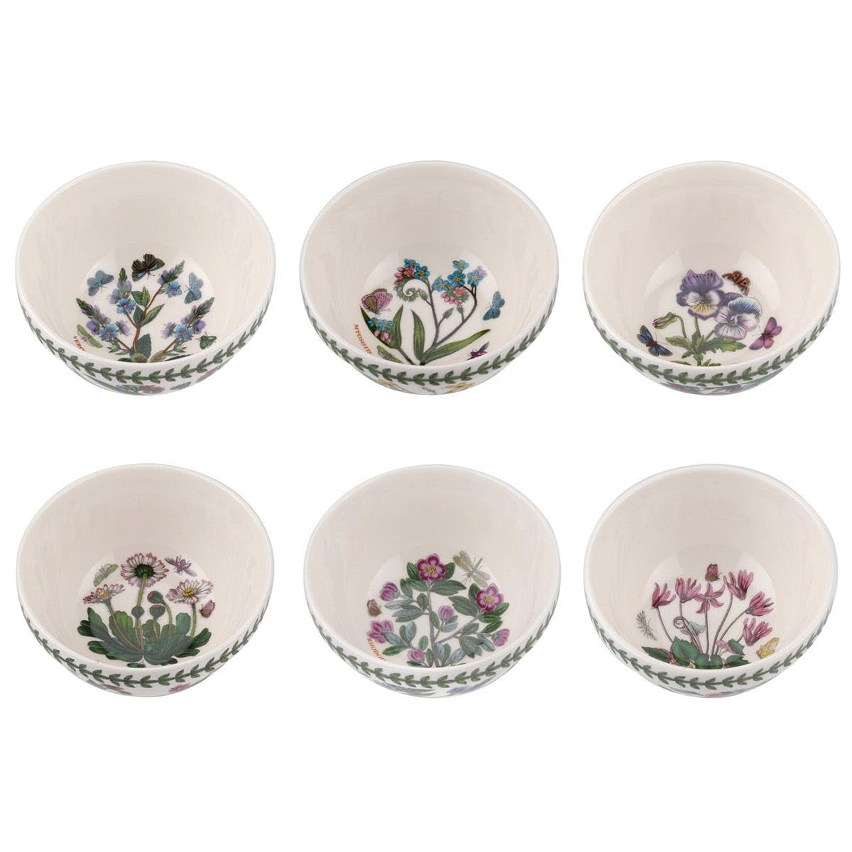 Portmeirion x Botanic Garden Set of 6 Stacking Bowls - White Floral Earthenware Bowl, Stylish & Versatile, Safe for Microwave, Oven, Freezer & Dishwasher