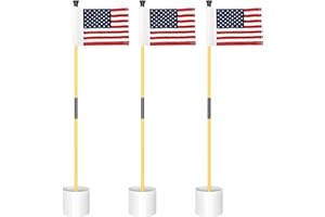KINGTOP Golf Flagstick Mini, Practice Putting Green Flags for Yard, All 3 Feet, Golf Pin Flag Hole Cup Combo Kit, Fiberglass Portable 2-Section Design, Double-Side American Flag