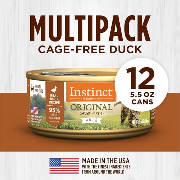 INSTINCT ORIGINAL PATE WET CAT FOOD, GRAIN FREE RECIPE – REAL DUCK, 5.5 OUNCE (PACK OF 12)