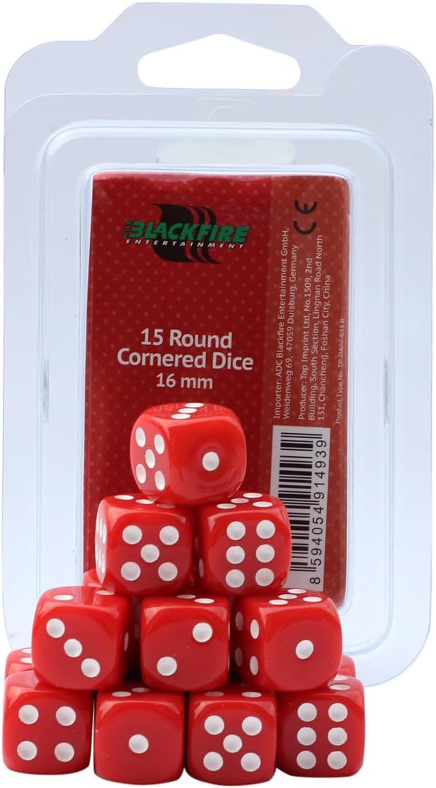 ADC Blackfire Entertainment 91493 16 mm Red D6 Dice Set (15-Piece)