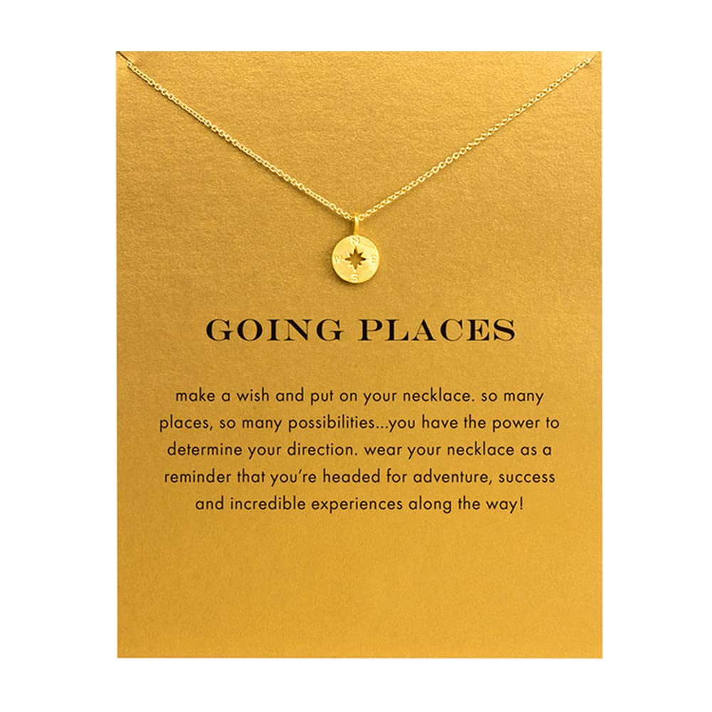 ZYAWP Friendship Sun Compass Necklace Good Luck Elephant Pendant Chain Necklace with Message Card Gift Card