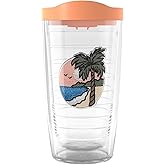 Tervis A Day In The Tropics Made in USA Double Walled Insulated Tumbler Travel Cup Keeps Drinks Cold & Hot, 16oz, Sundown