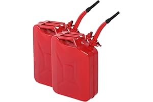 SOONEEDEAR 5 Gallon Metal Can, Heavy-Duty Steel Container with Spout and Handle, Portable Water and Liquid Storage Jar for Cars, Trucks, Motorcycles, Automotive & Outdoor Equipment, Set of 2