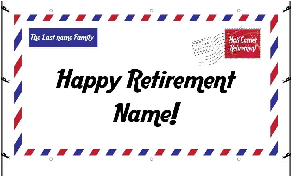 VictoryStore Retirement Decorations: Custom Postal Retirement Banner - Waterproof Vinyl Banner (Post Letter Retirement, 3 feet by 5 feet)