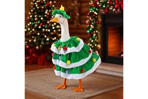 Christmas Porch Goose Outfit Set, 2Pcs/Set Yard Goose Statue Clothes for 23" High Cement or Plastic Porch Goose, Costume for 