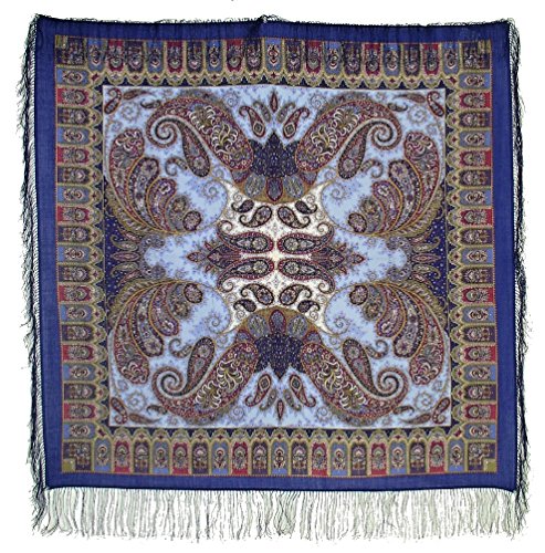 Favorite 100% Wool Russian Shawl with Silk Fringe 49.2x49.2' (125x125 cm) Purple