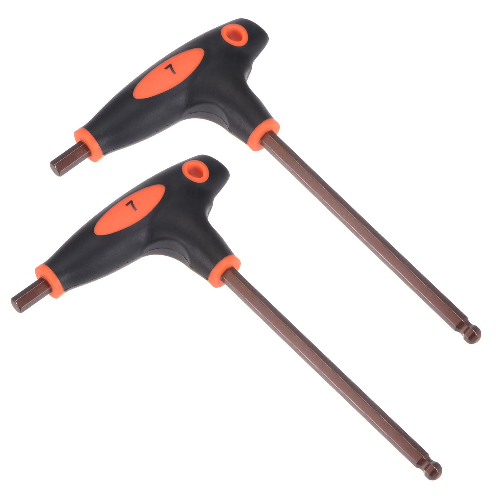 CoCud T-Handle Ball End Hex Key, 7mm Hex, S2 Steel Metric T-Key Wrench Red - (Applications: for Basic Home Repair and Mechanical Maintenance), 2-Pieces