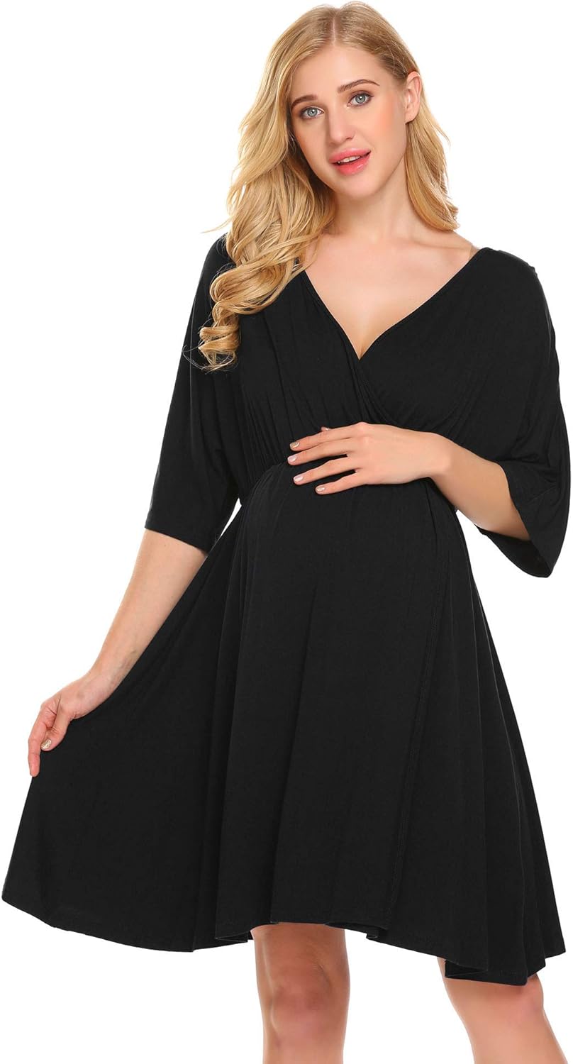 Ekouaer Women's Maternity Dress Nursing Nightgown for Breastfeeding Nightshirt Sleepwear at  Women’s Clothing store