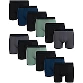 Van Heusen Mens Boxer Briefs - 12 Pack 6'' Inseam Soft Stretch Mens Underwear Boxer Briefs with Contour Pouch