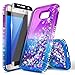 Galaxy S7 Edge Case with Screen Protector (Full Coverage 3D PET) for Girls Women Kids, NageBee Glitter Liquid Bling Floating Waterfall Sparkle Cute Case for Samsung Galaxy S7 Edge -Purple/Blue