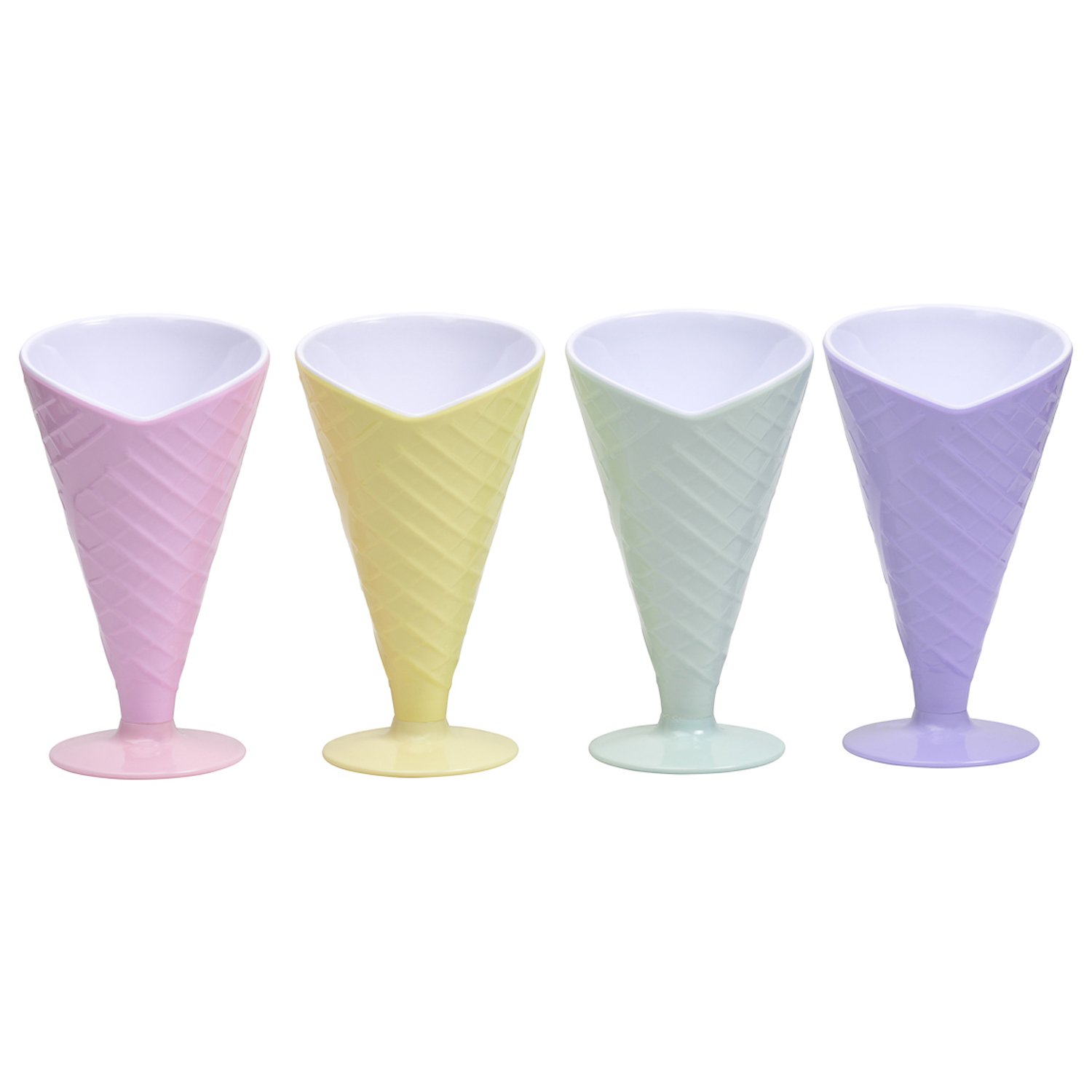 TAMEHOM Plastic Ice Cream Sundae Waffle Cone Cup Set