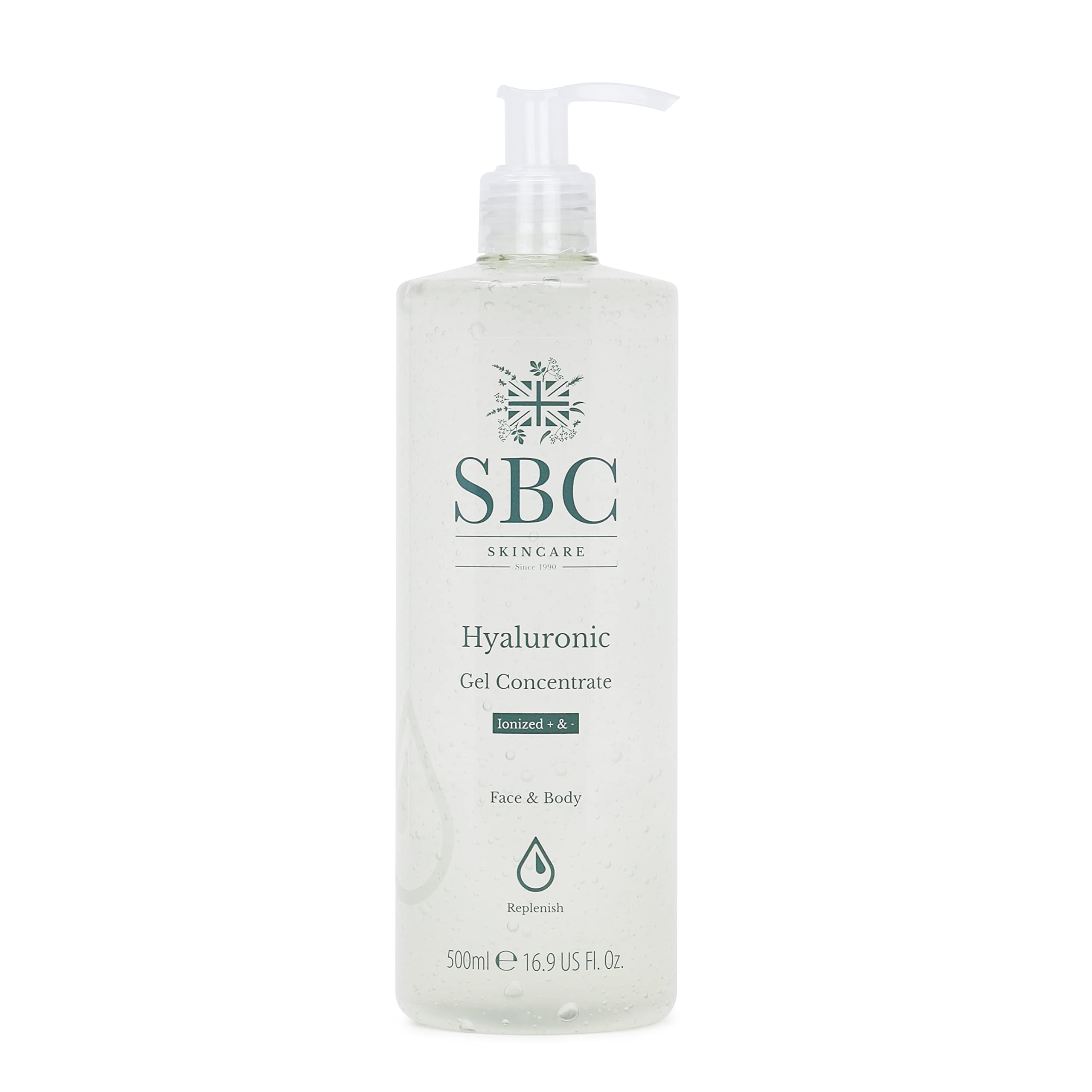 SBC Skincare Hyaluronic Gel Concentrate 500ml - Hydrating and Replenishing Moisturiser for Face and Body